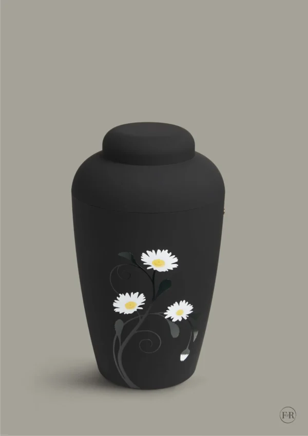 Soft sort miljoevenlig urne med blomst dekoration