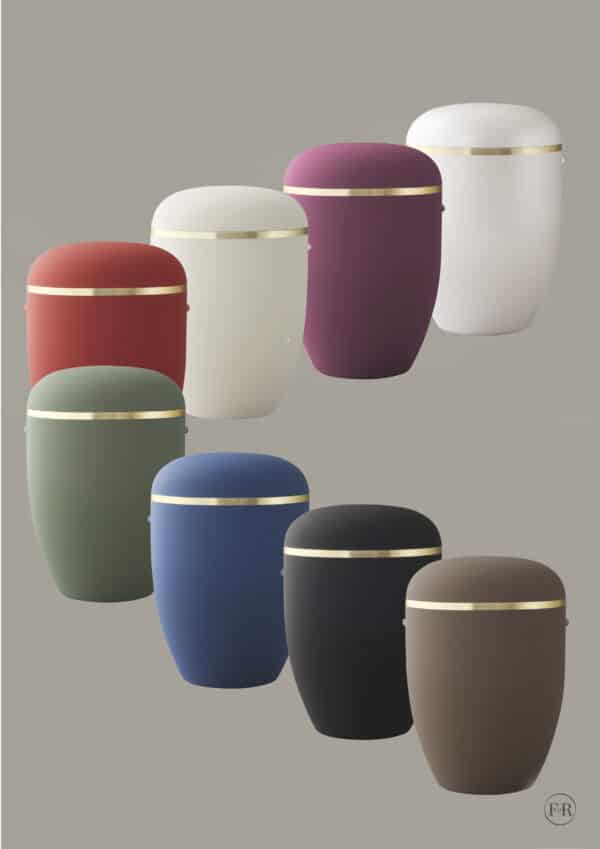 miljøvenlige TOUCH urner fremstillet i bioplast i forskellige farver
